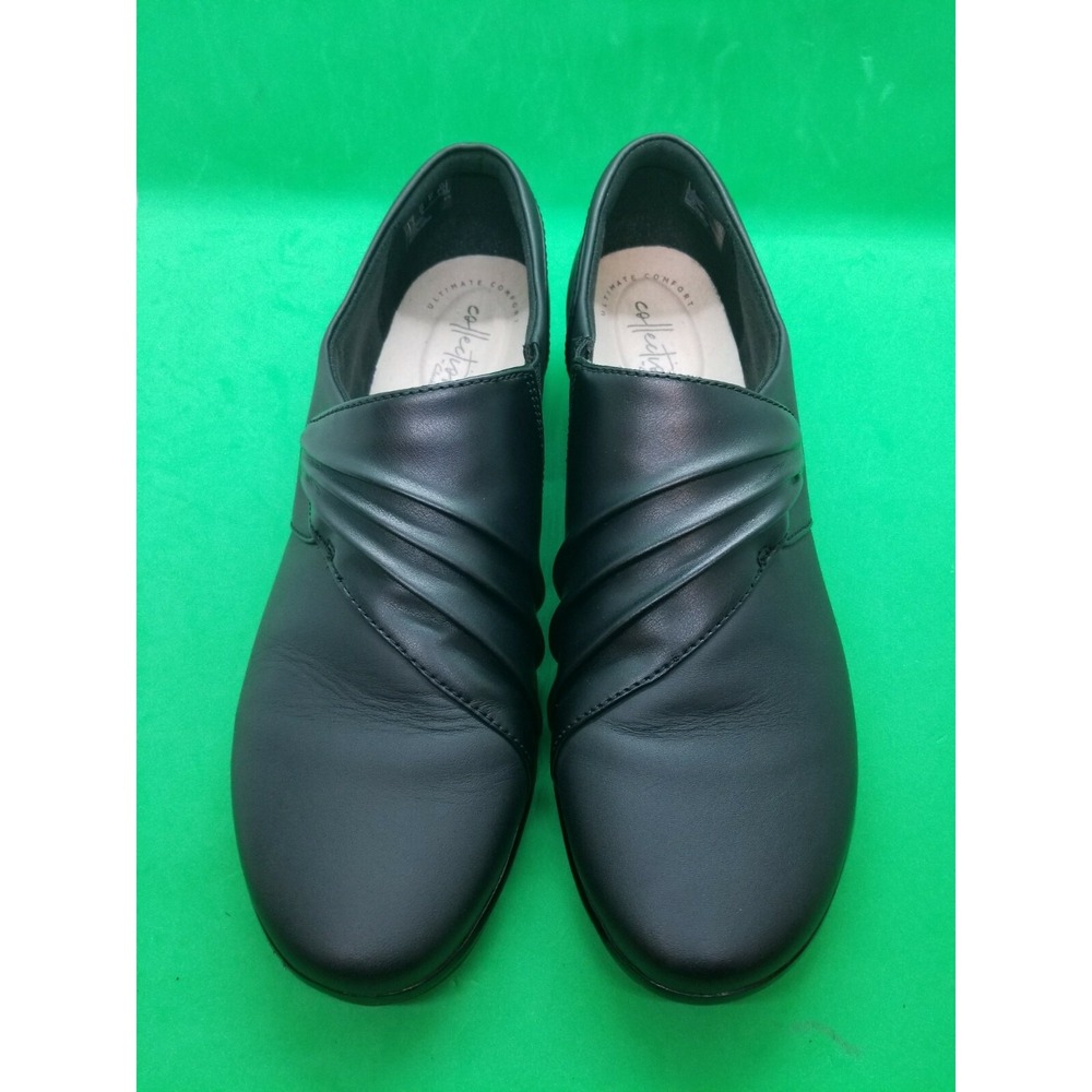 CLARK COLLECTION COMFORT CLOGS BLACK LEATHER WORK SHOES SIZE 9.5M
